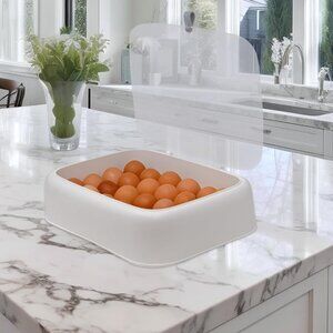 White Countertop Jumbo Egg Holder Holds 24 Eggs Stylish New in Box Hinged NEW